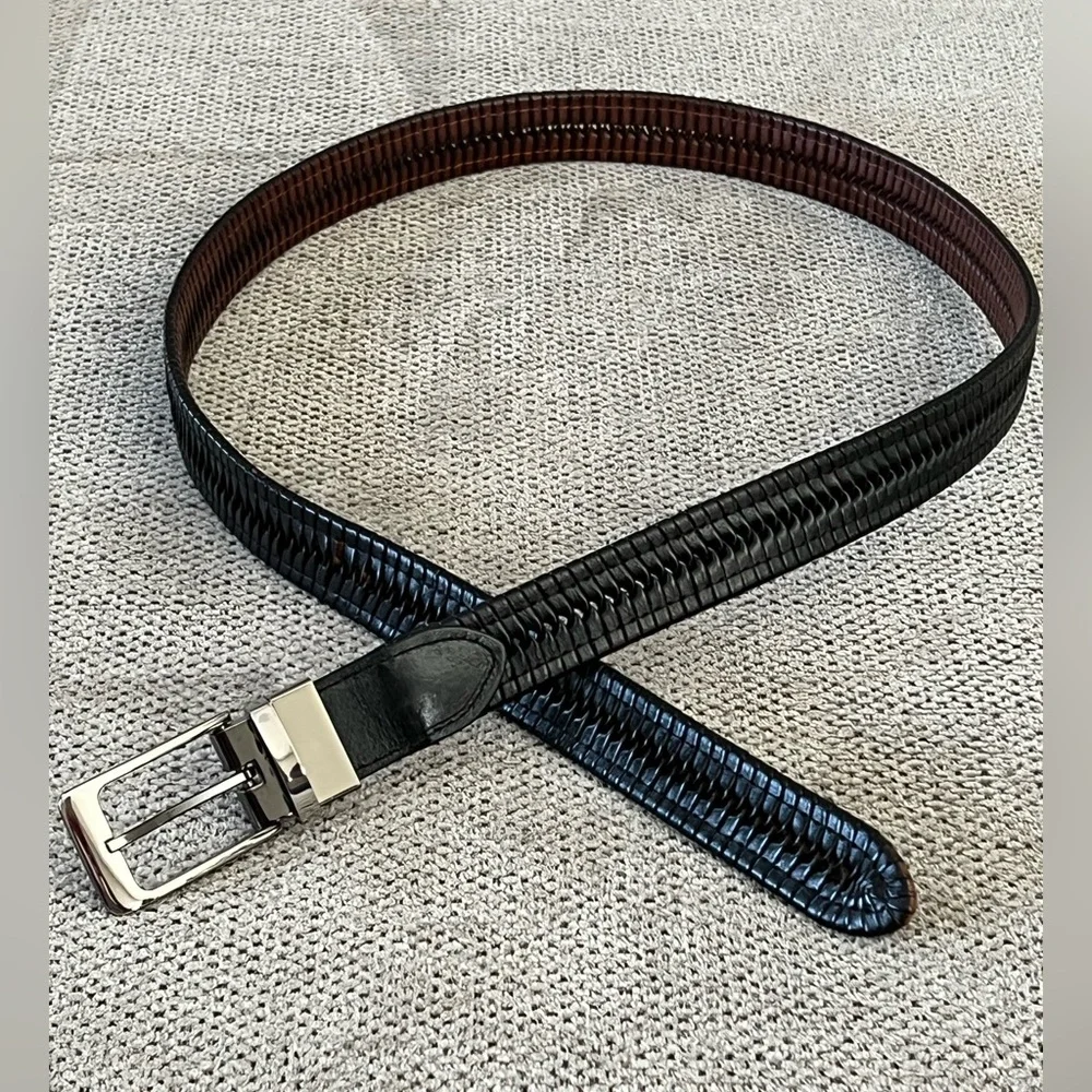 Reversible Woven Leather Belt 44‎